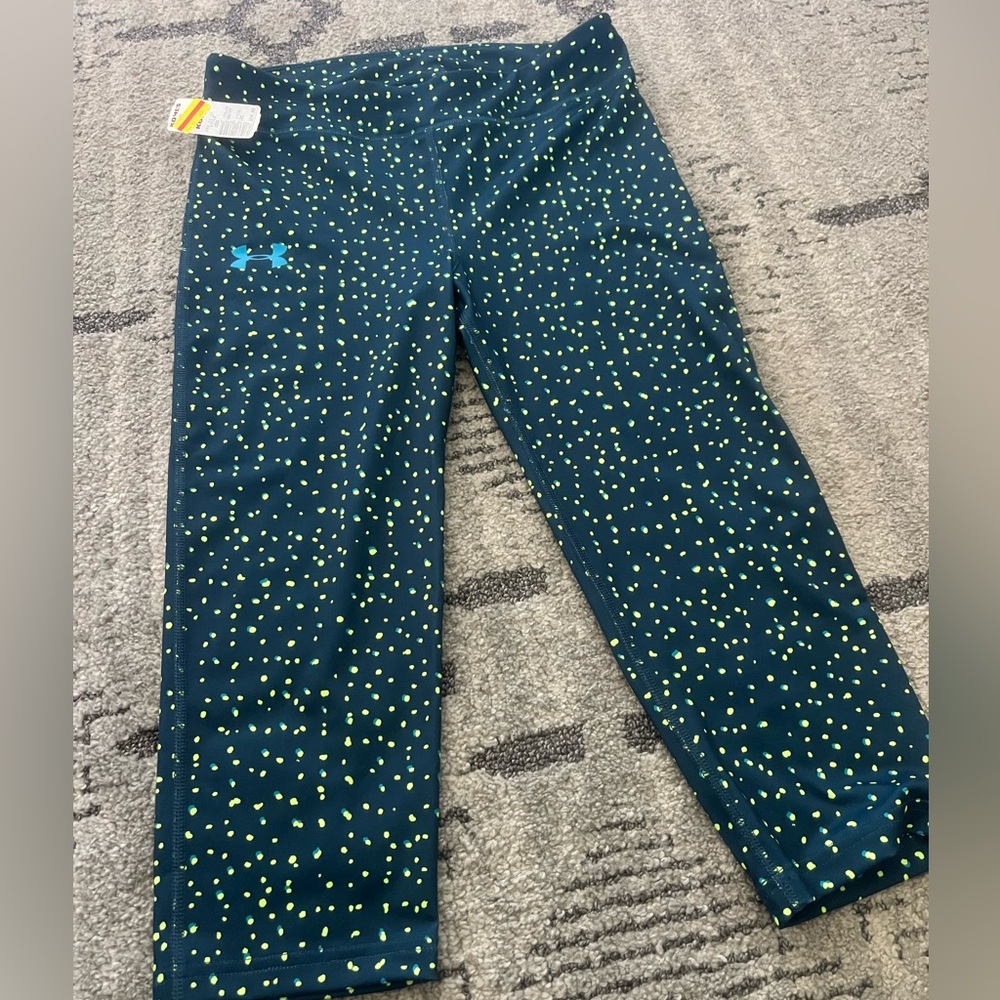 Under Armour Dark Blue with Yellow Dot Leggings